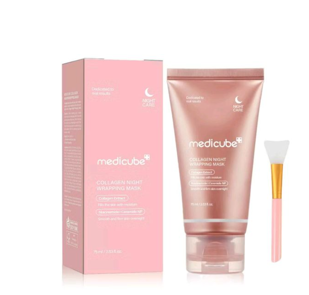 MASCARILLA NOCTURNA - Collagen Night Wrapping Mask MediCube ✅ + Brocha de Regalo.