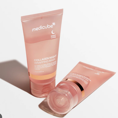 MASCARILLA NOCTURNA - Collagen Night Wrapping Mask MediCube ✅ + Brocha de Regalo.